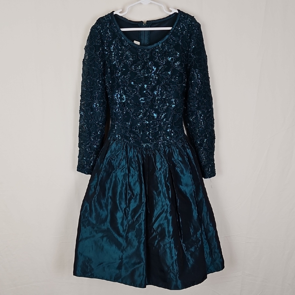 Jessica McClintock Girls Green Holiday Party Dress